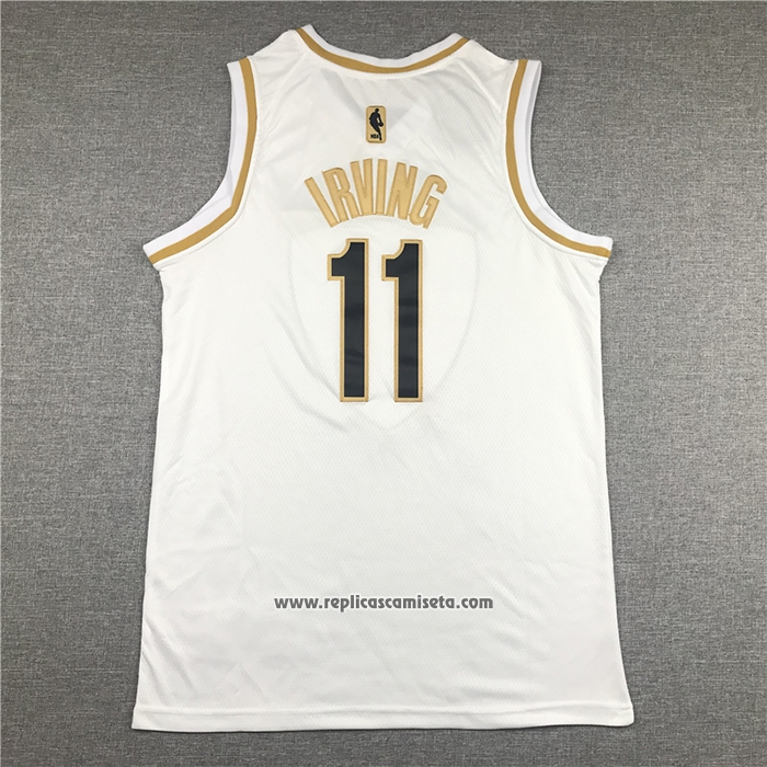 Camiseta Golden Edition Brooklyn Nets Kyrie Irving #11 Blanco
